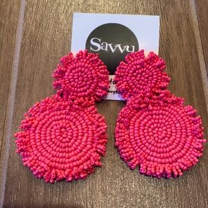 FABULOUSLY FUN pink fully beaded pierced earrings!  Great for spring!